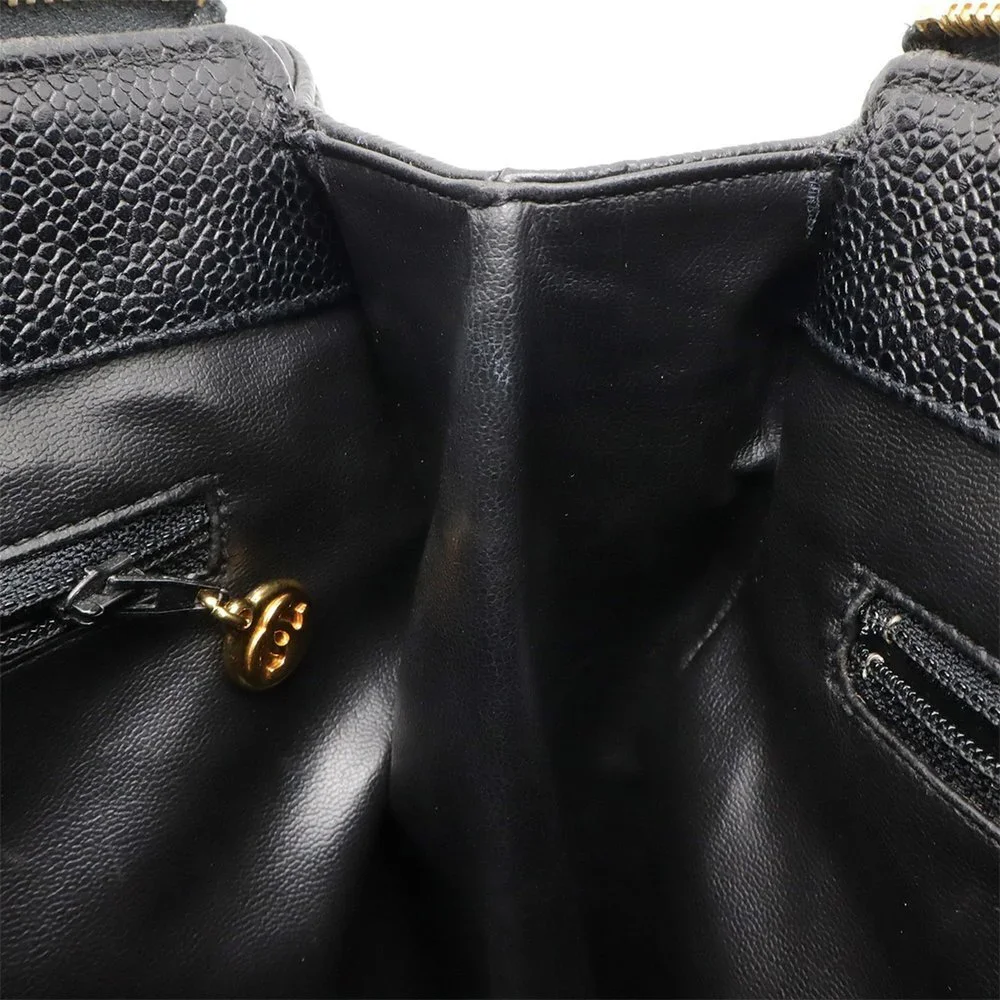 CHANEL Black Caviar Leather Logo Shoulder Bag - Picture 9 of 10